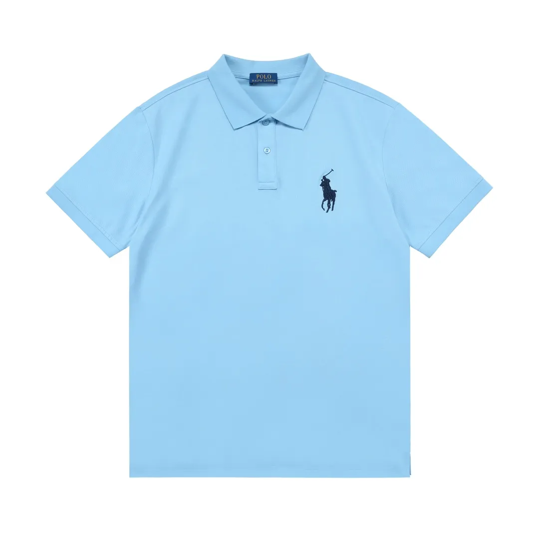 🅿️190 RALPH LAUREN 2025 new style classic polo embroidered little bee logo, same style for men and women, casual polo shirt ·Customized pique cotton fabric ·Imported Tajima machine embroidery technology ·Collar label, hangtag, main mark and three complete labels Color: sky blue Size: M-XXXL